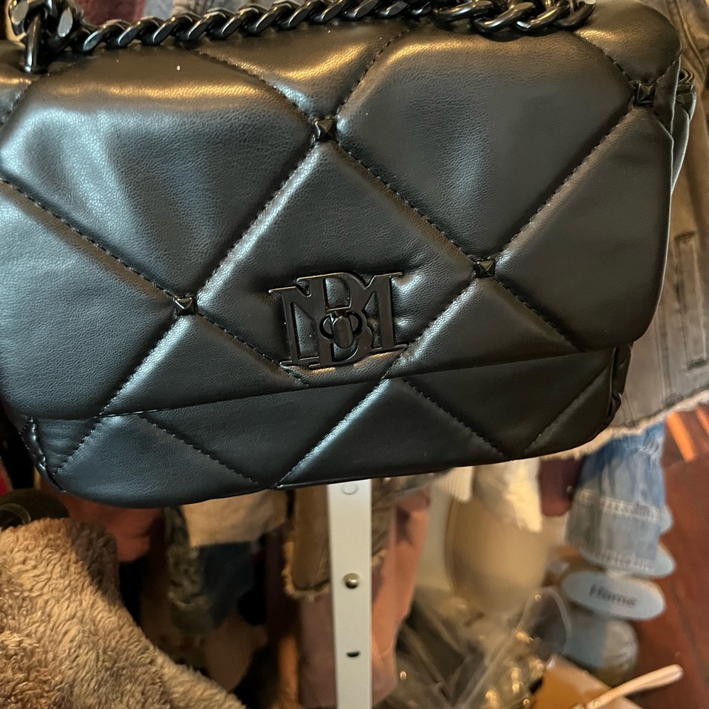Badgley Mischa NWT Black Small Quilted Studded Vegan Leather Bag.